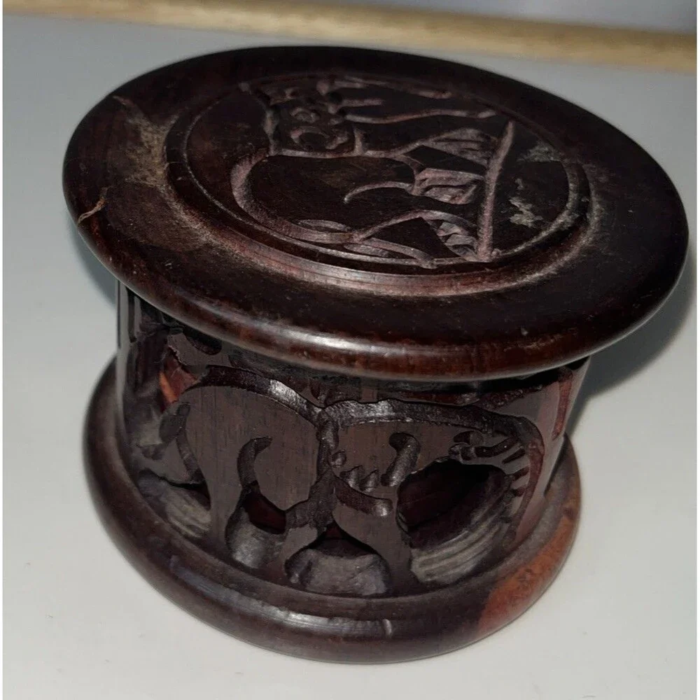 5 Wooden African Coasters Elephants Hand Carved Cup Holder Broken Unbranded